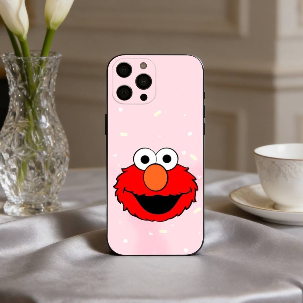 C-Cartoon R-Red cute A-Elmo-O Phone Case For iPhone 17,16,15,14,13,12,11 Plus,Pro Max,XS,Soft Silicone Black Cover