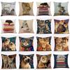 New Art Mural Kitten Print Series Pillowcase for Sofa Animal Design Retro Pillowcase Home Decor Cushion Cover 45x45 Cm