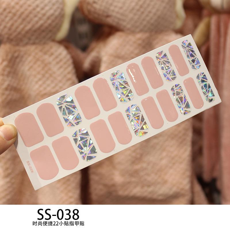 22pcs Sheet Laser Bronzing Full Cover Nail Stickers Long Lasting Tearable Cute Nail Art Wraps Design