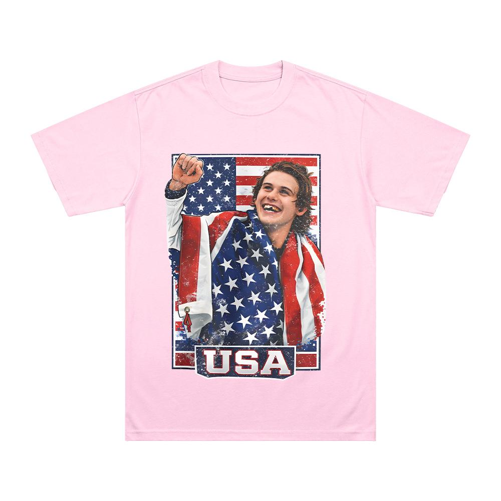 USA Ice Hockey Jack Hughes T Shirts USA Inspired Graphic Clothing Hockey Fan Tee Women Unisex High Quality Oneck Cotton Tshirts