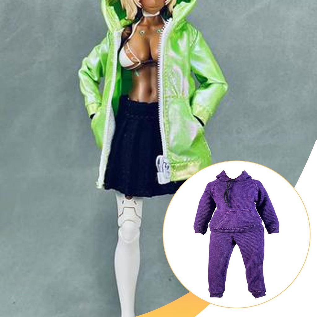 1/12 Scale Action Figure Clothes Hoodie and Pants Set Miniature Clothing for Doll Dress Up Casual