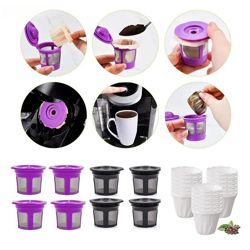 Reusable Refillable Coffee Capsule Filter Cup Kit Compatible with K Cup Mini Plus, Reusable K CUP Coffee Filter Coffeeware