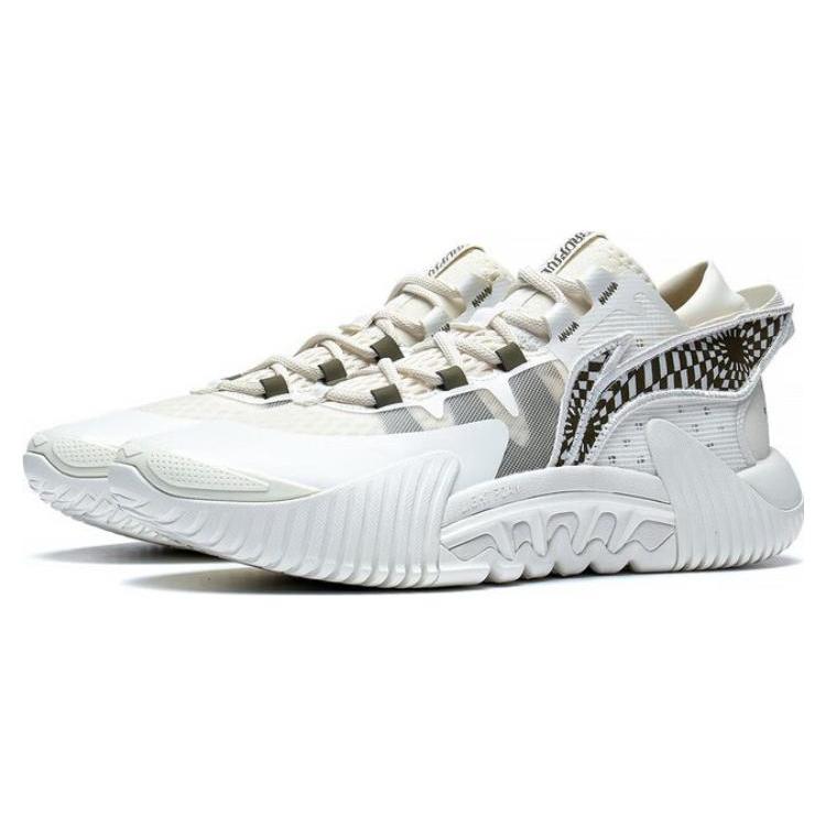New LiNing Badfive 2 Low Anti Slip And Wear Resistant Rebound Low Top Outdoor Performance Basketball Shoes Men's Ecru ABFS003-13