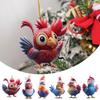2D Christmas Rooster Ornament Cartoon Car Chicken Pendants Flat Rooster Pendant  Party Supplies