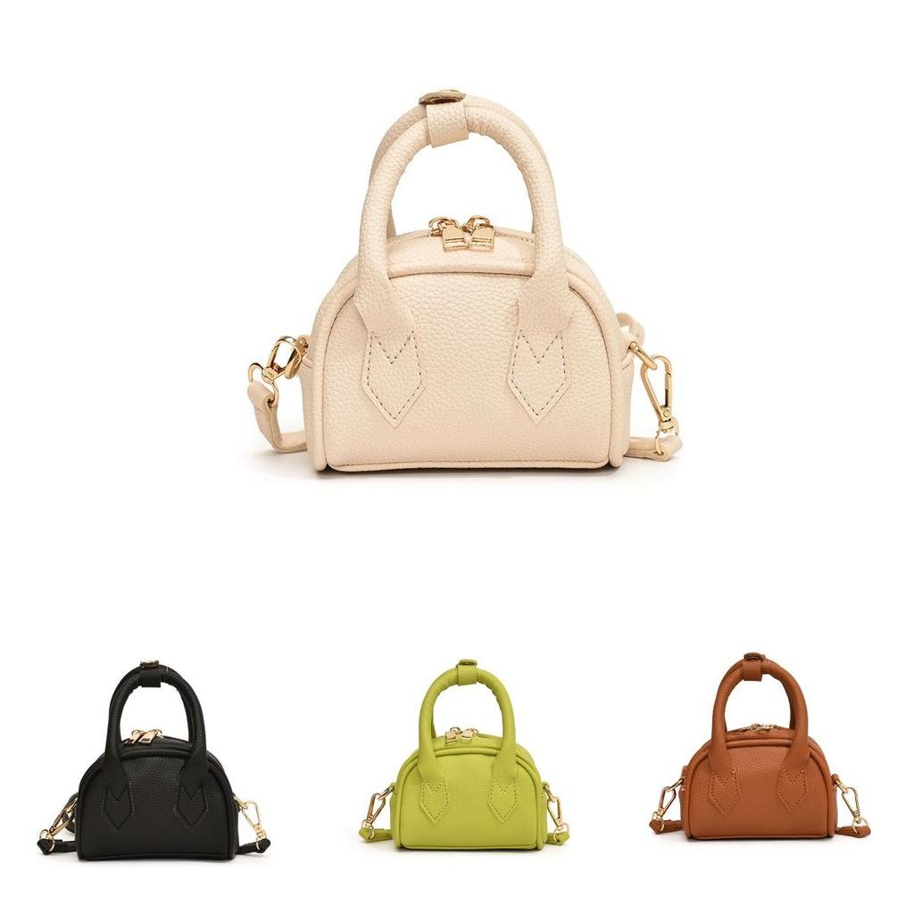 Fashionable Pu Mini Shoulder Bag For Children Elegant Solid Color Handheld Purse
