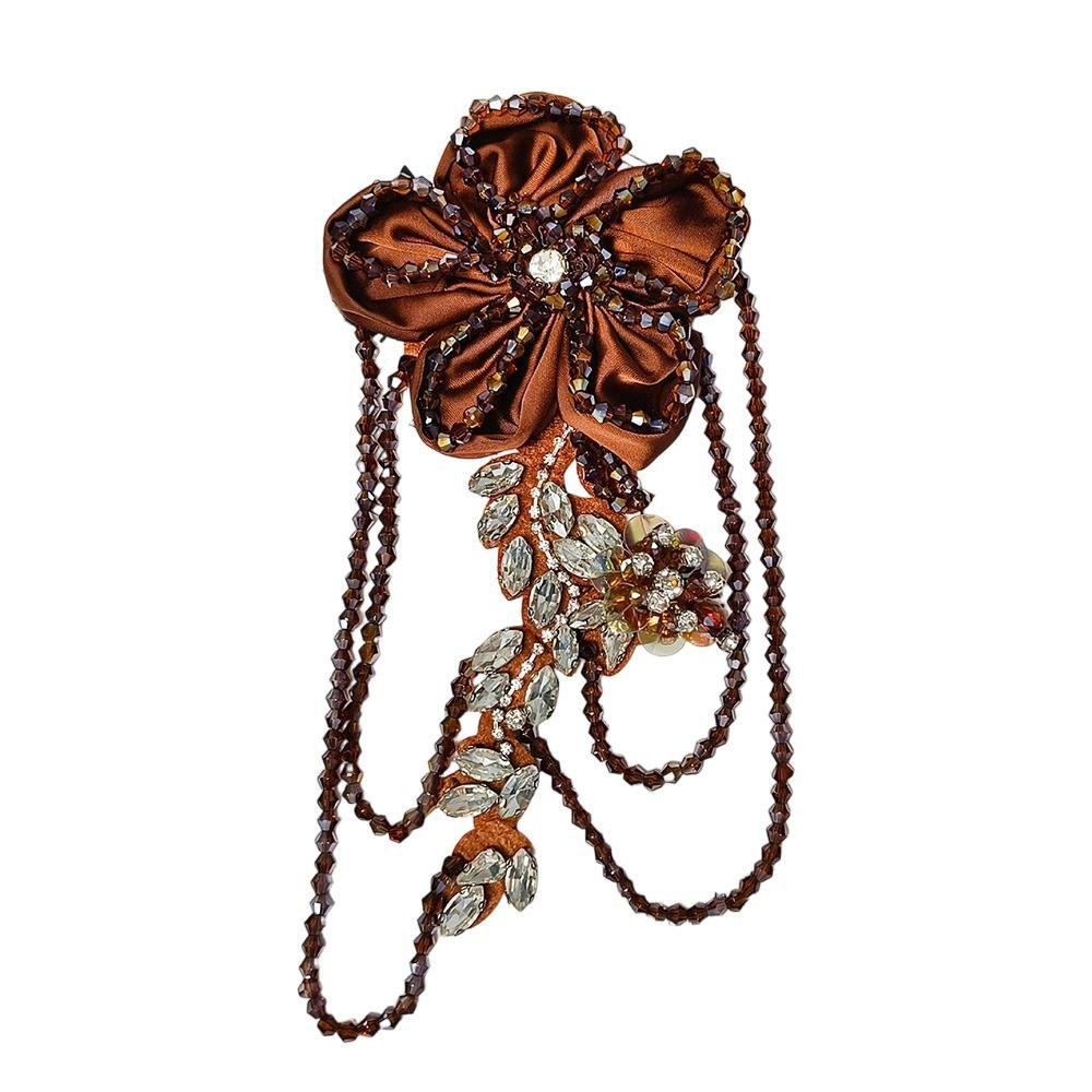 Cloth Fabric Flower Hand Sewn Handmade Flower Fashion Trimming Crystal Tassel  Garment Decoration