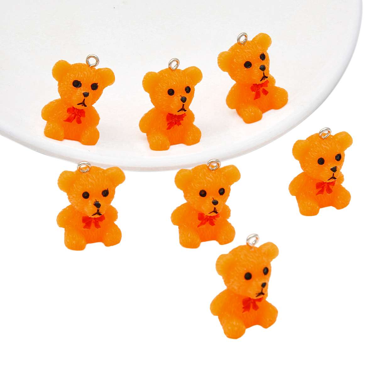 

4 шт., смоляные мультяшные флокирующиеся медведи, кулон, подвески для изготовления ювелирных изделий, ожерелья с животными, серьги, аксессуары для изготовления оранжевый