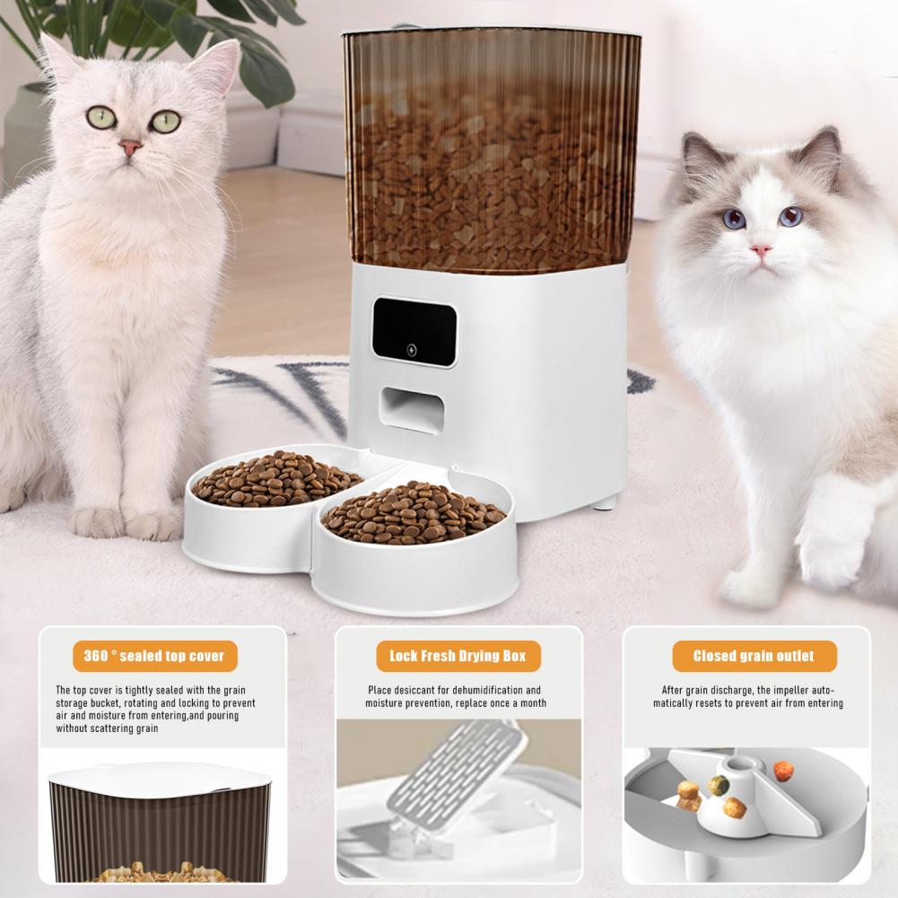 5L Double Bowls Smart Automatic Cat Feeder With WiFi APP Remote Control Cat Food Dispenser Pet Smart Recorder Auto Feeder Dog