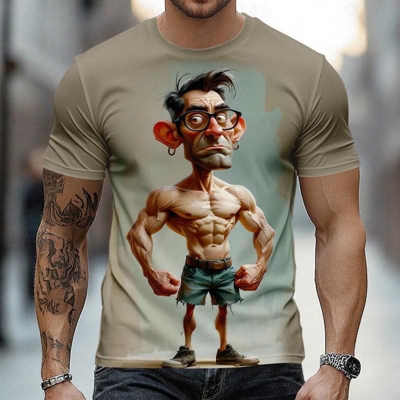 3D Printed Cartoon Character Graphic T-Shirt For Men Funny Old Man Pattern Tees Summer Street Casual Short Sleeve Round Neck Top