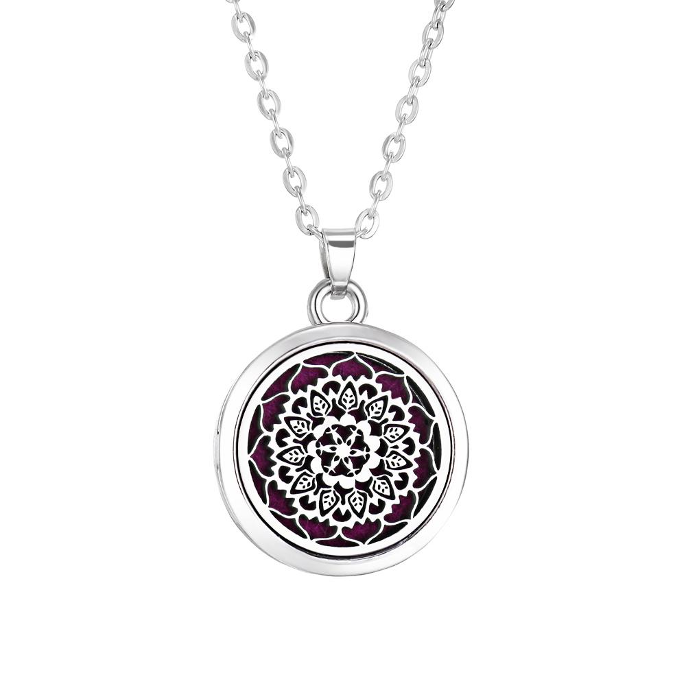 Stainless Steel Fashion Tree of Life Aromatherapy Necklace Essential Oil Diffuser Perfume Locket Pendant Women Jewelry Gift