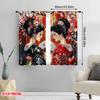 2pcs,2D Plane Printing Curtains Geisha Elegance Versatile Durable Polyester (without Rod) All Seasons Perfect for Bedroom,