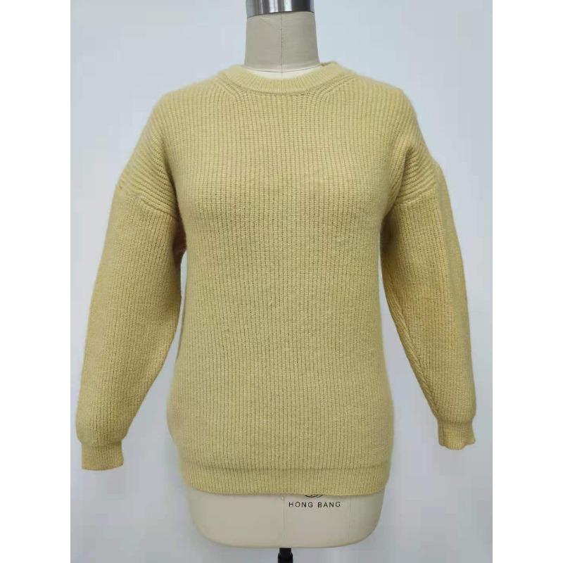 Loose Round Neck Solid Color Sweater Thick Warm Comfortable Women's Long Sleeved Pullover Simple Casual Base Shirt Harajuku Style Autumn and Winter