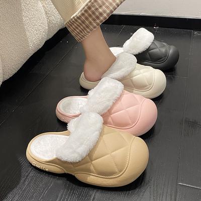 New Autumn and Winter Cotton Slippers for Women Suitable for Outdoor Wear and Indoor Leisure At Home Plush and Warm Wrapped Hair Slippers for Women