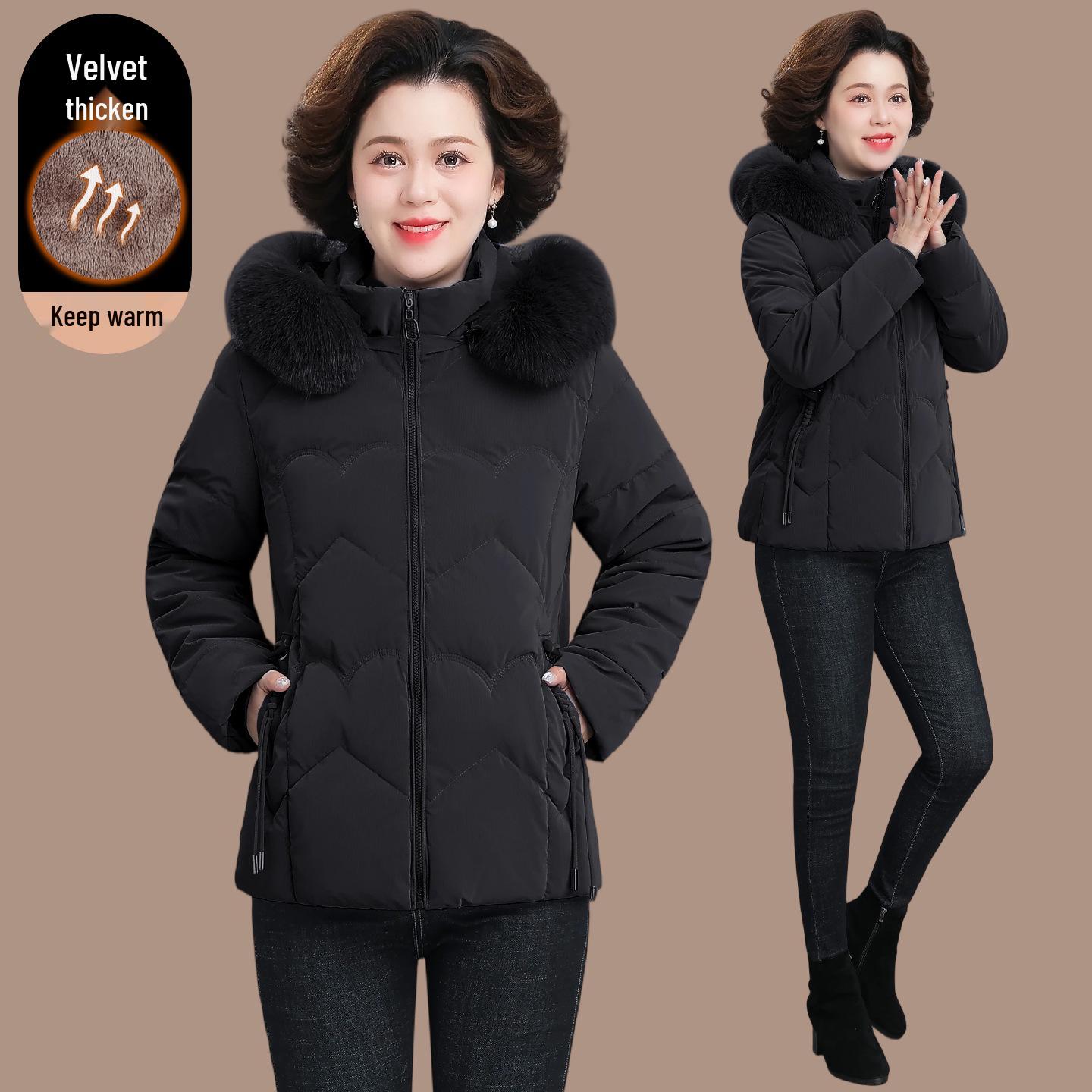 2025 Mom s Hooded Cotton Winter Jacket - Stylish, Warm, Loose Fit for Middle-aged & Elderly Women XL [Below 105 lbs]