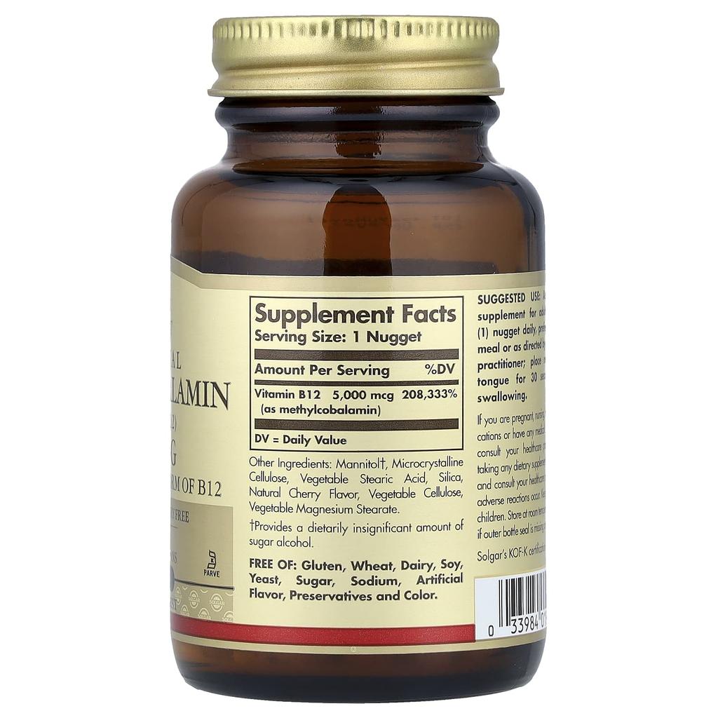Sublingual Methylcobalamin (Vitamin B12), 5,000Mcg, 60 Tablets