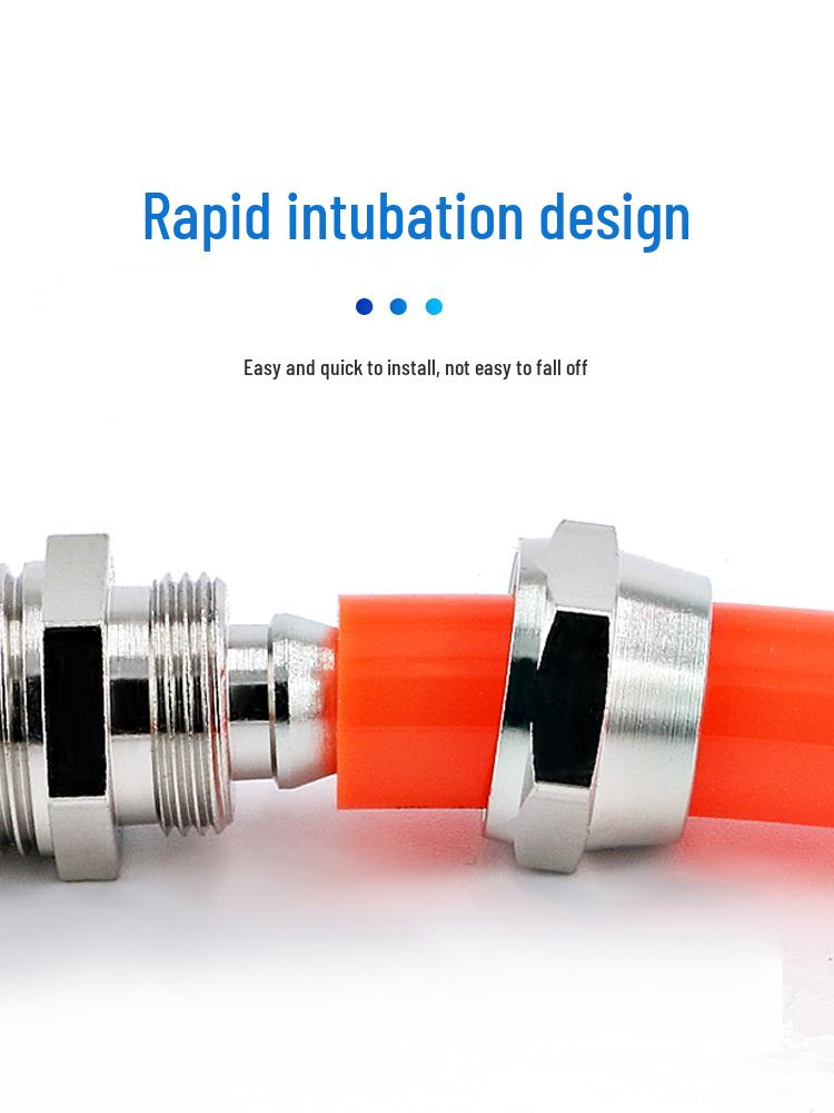 T-shaped Quick-Connect Pneumatic Fitting for High-Pressure Air Hoses, Nickel-Plated, Available in 4-12mm.