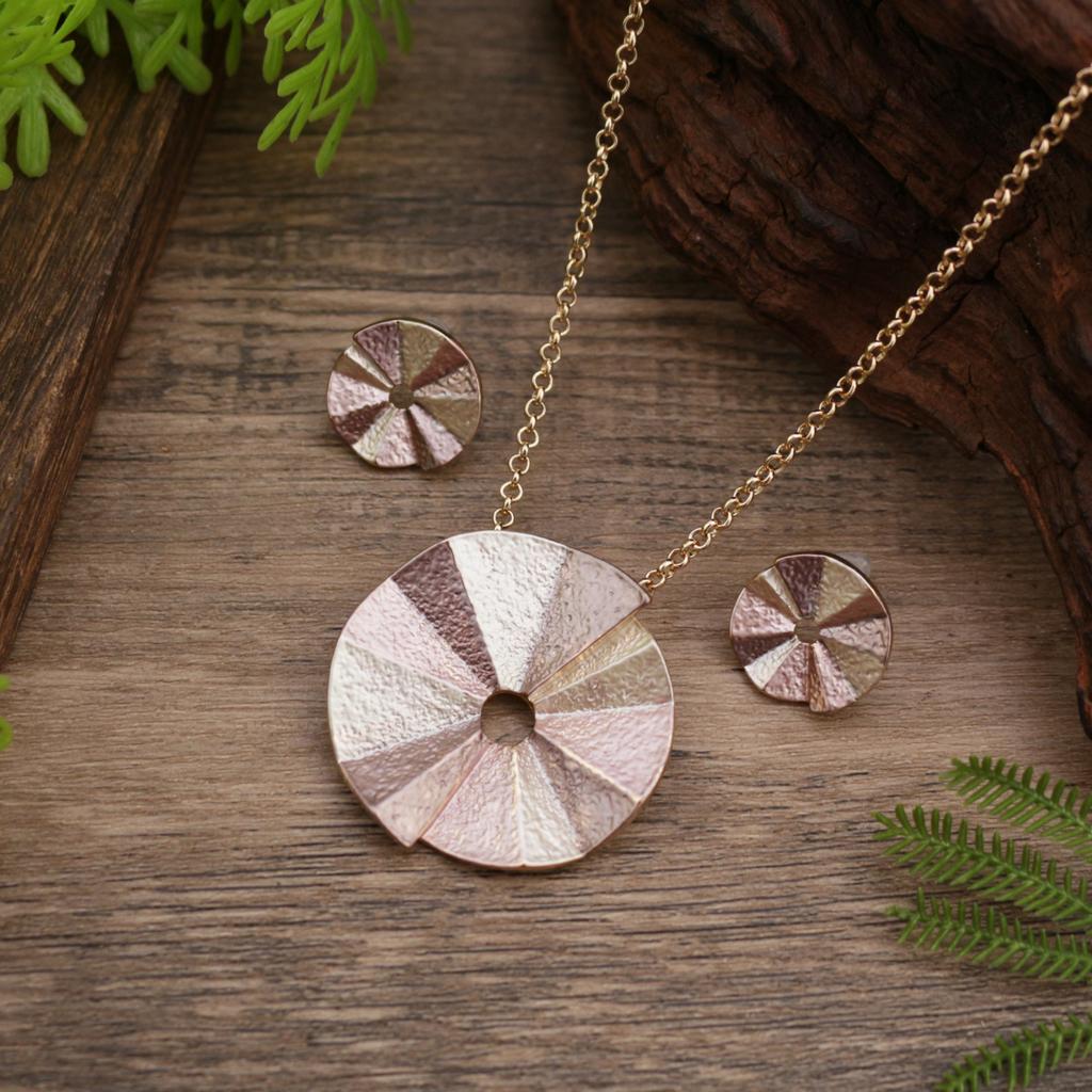 New Color Painting Oil Round Geometric Stud Earrings Pendant Set, Women's High-end Geometric Round Necklace.
