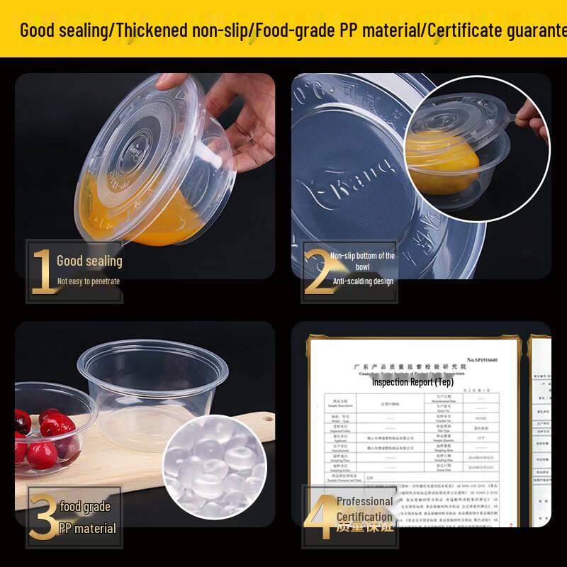 Beiyipin Disposable Round Plastic Bowls with Lids