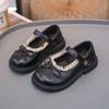 Girls Leather Shoes with Simple Bows Children Princess Shoes Versatile Soft Bottom 2025 Spring Autumn New Kids Flats Round Toes