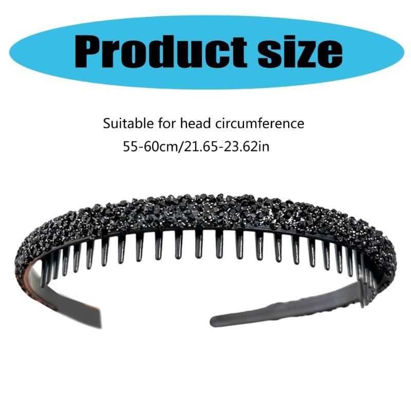 Rhinestones Headband NonSlip Crystal Teeth Comb Hairband Fashionable Hair Bands For Women Girl Face Washing Everyday Use