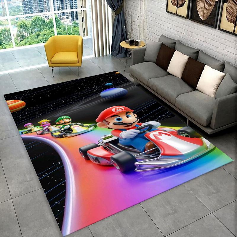 Tappeto Tappetino Gioco Cartoon M-Mario Bros per Stanza dei Giochi Camera da Letto Soggiorno Divano Decorazione Casa, Tappeto per Area Bambini Tappetino Antiscivolo Regalo