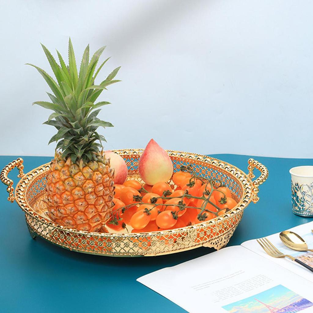 Fruit Basket Organizer Metal Plate for Dresser Dining Room Centerpiece Aureate