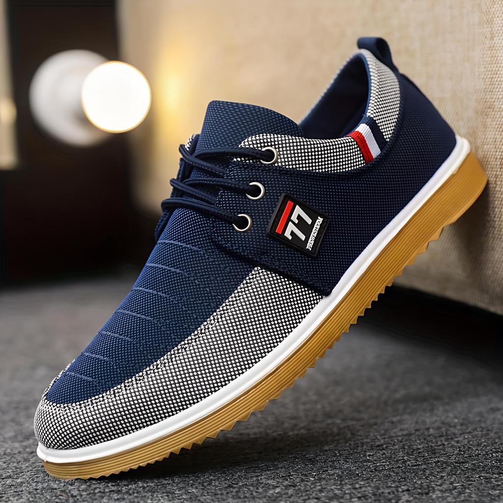 Pánské ležérní plátěné boty, prodyšné protiskluzové šněrovací boty odolné proti opotřebení pro outdoor, jaro, léto a podzim