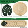 24 Pack Luau Placemats and Palm Placemat, Round Luau Fringe Place Mats Tropical Palm Leaf Place Mats Bulk Summer Hawaiian Plate Chargers Table