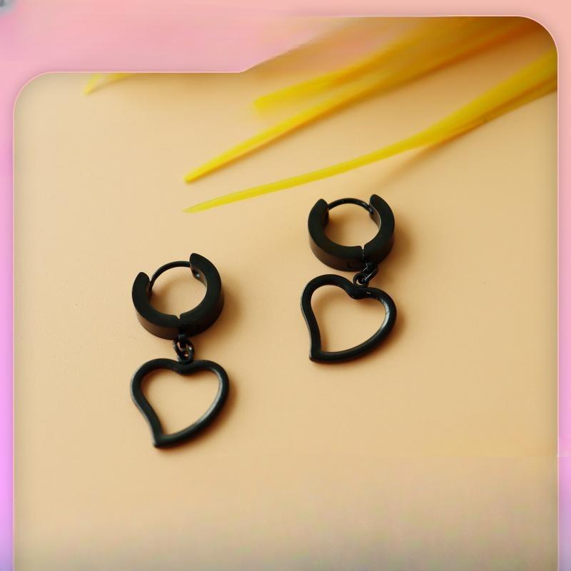 

Персонализированные хип-хоп уличные парные серьги-подвески в форме сердца Earrings Black 1 pair