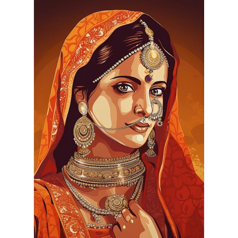 Vintage Traditional Indian Woman Folk Dance Poster Beautiful Indian Woman Art Canvas Painting Wall Print Picture Room Home Decor
