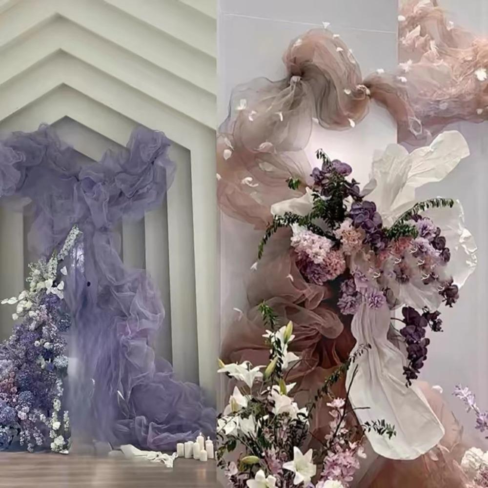 Cloud Fog Mesh Bright Organza Fabric Pleated Shape Ruffle Sewing Fabric New Hard Mesh Cloth