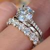 3pcs Set Luxury Temperament Five-claw Inlaid Crystal Zircon Ring for Women Bride Wedding Fashion Charm Jewelry Sets Accessories