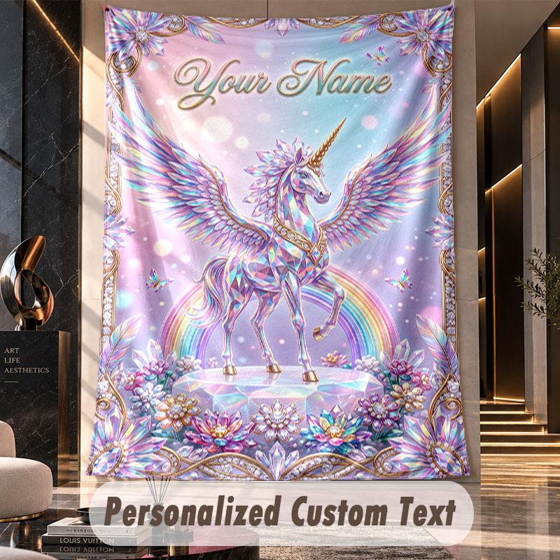 Unicorn (437) Theme Custom Tapestry Personalized Custom Name Text Wall Hanging Tapestry Home Decor Background Cloth
