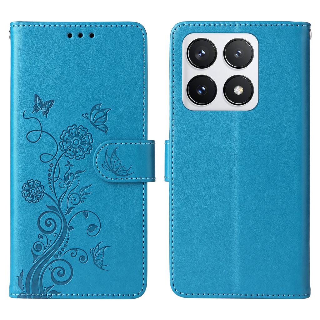 For Xiaomi 14T Pro Leather Case Butterfly Floral Imprint Wallet Stand Cover