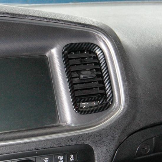 Carbon Fiber Air Vent Outlet AC Frame Cover Trim kit For Dodge Charger 2011-2014
