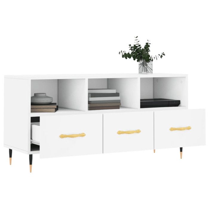 VidaXL Meuble TV blanc 102x36x50 cm bois d'ingénierie 829012