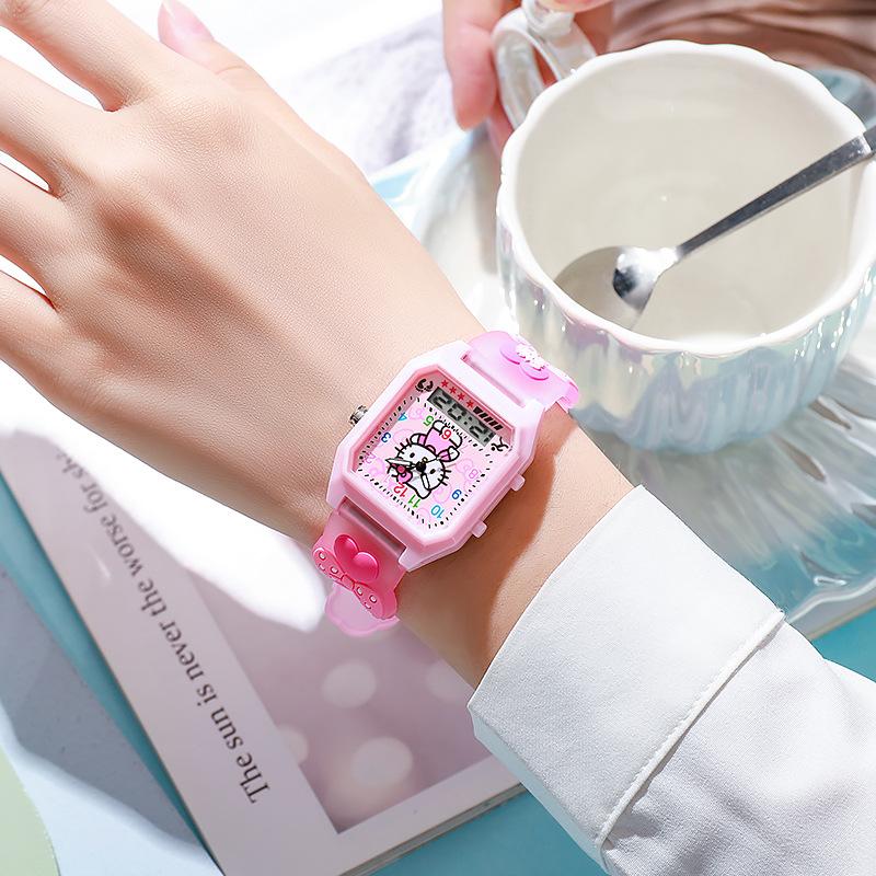 Dual Movement Display Frequency Silicone Cartoon Watch Student Party Girl Quartz Children's Watch Luminous Luminous Decoration