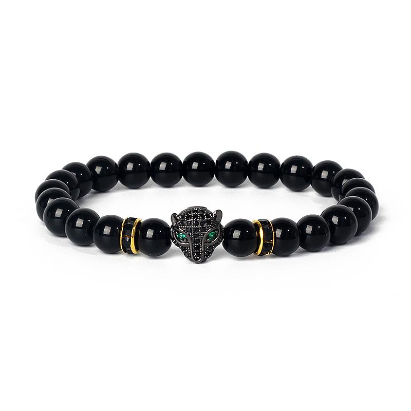 Fashion Crown Skull Punk Bracelets Men Wolf Head Zircon Tiger Eye Bracelets for Women Energy Nature Stone Soul Jewelry Pulsera