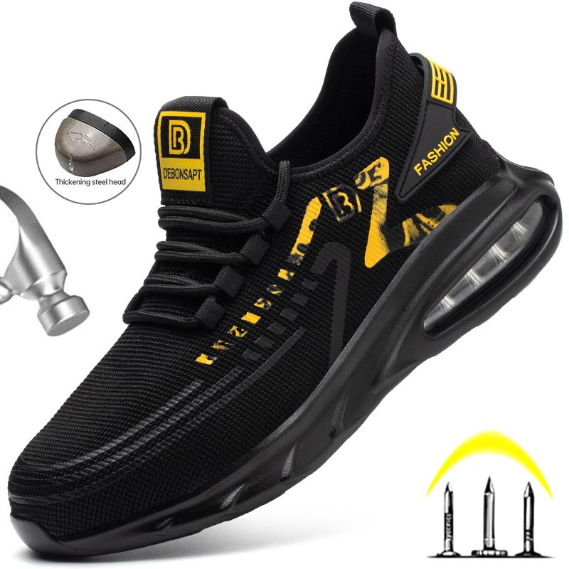 

Мужская защитная обувь на воздушной подушке со стальным носком, рабочие кроссовки для мужчин и женщин, легкие противоударные защитные ботинки, неразрушаемая обувь