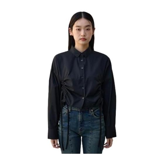 [Azure by Mausie] Women s Front Gathered Shirt 250ISC30-096C