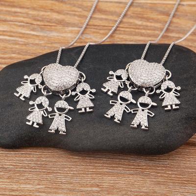 AIBEF Trendy Boy/Girl Pendant Necklaces Women Charm Cute Chain Choker Heart Family Jewelry Son/Daughter Birthday Gifts