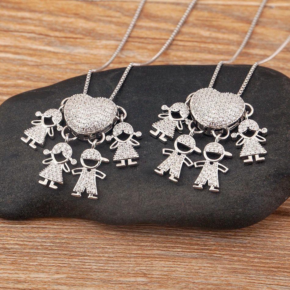 AIBEF Trendy Boy/Girl Pendant Necklaces Women Charm Cute Chain Choker Heart Family Jewelry Son/Daughter Birthday Gifts