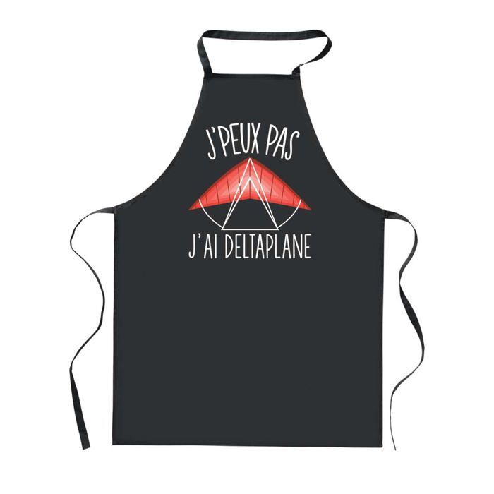 Tablier de cuisine - PLANETEE - J'peux pas Deltaplane - Noir - Impression bretonne - 90x60 cm