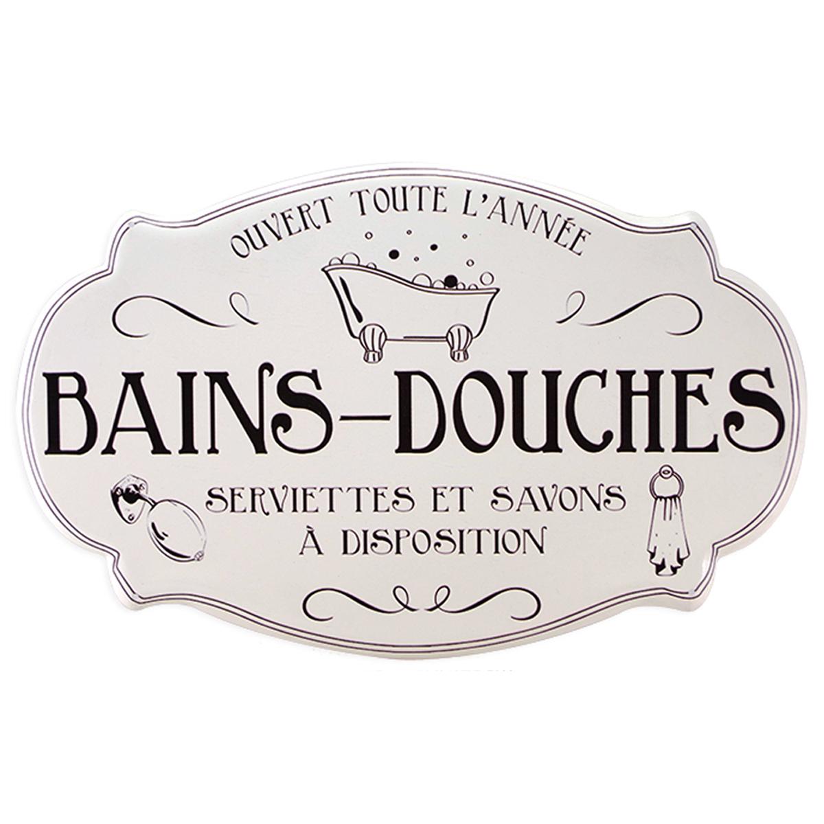 

Les Trésors De Lily [A2509] - Металлическая табличка в стиле ретро Bains-Douches черно-белая - 40x25 см