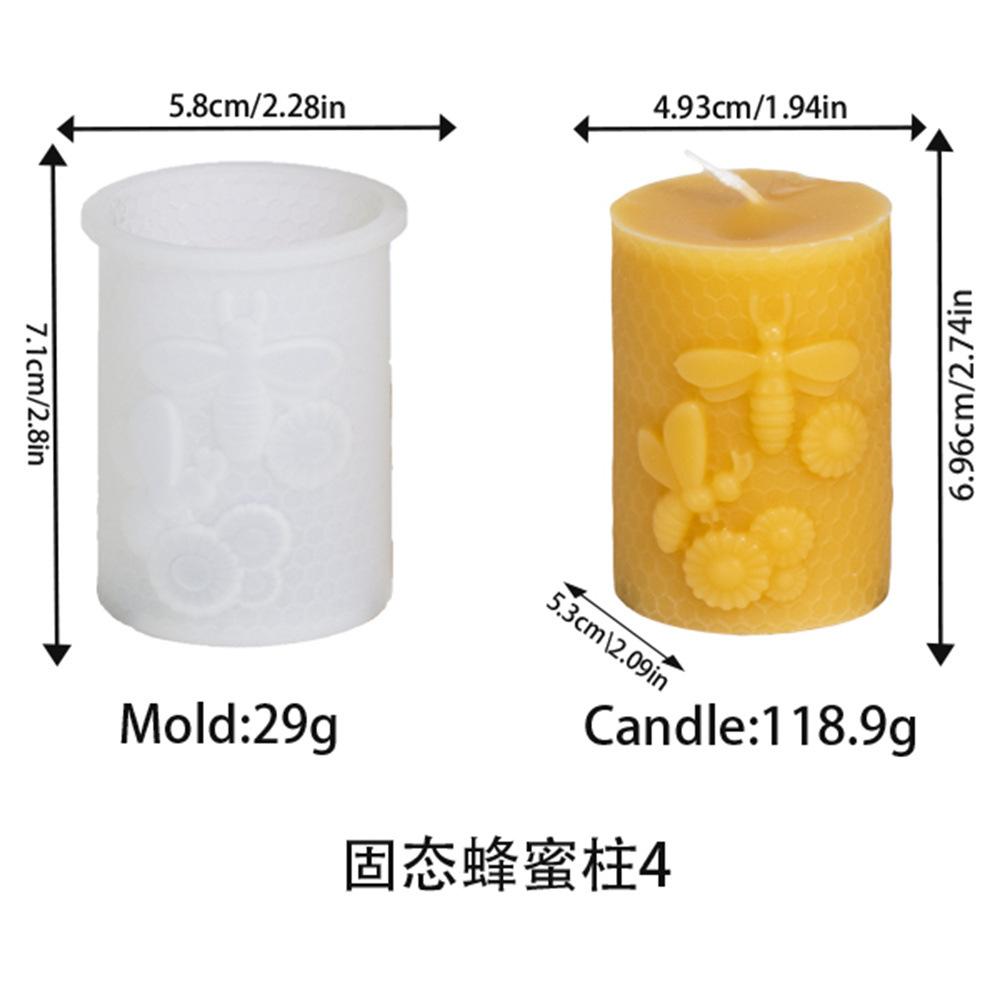3D Honeycomb Pillar Candle Silicone Mold DIY Embossed Bee and Flower Honeycomb Cylinder Aromatherapy Candle Plaster Mold Decor
