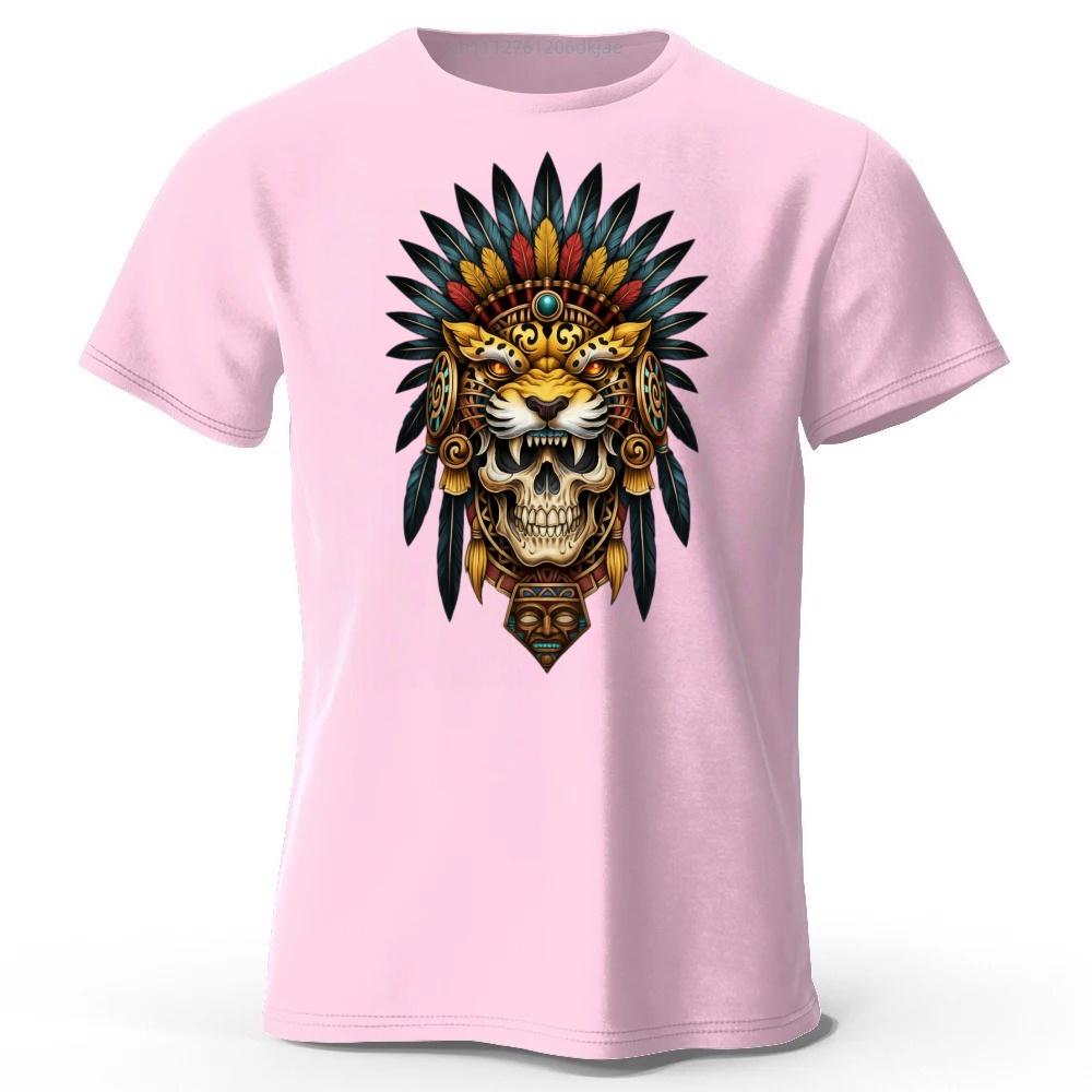 Fashionable South American Tribal Printed Pure Cotton Short Sleeved Shirt with Multiple Color Options for Men's Casual T-shirt