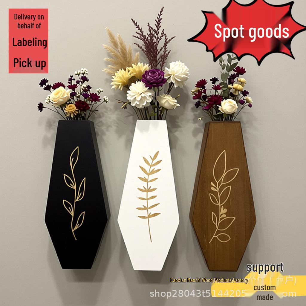 

In-Stock Wooden Wall-Mounted Vase Rack: Indoor Decoration for Green Plants, Dried Flowers, and Storage коричневий