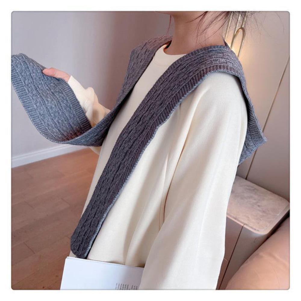 Cozy Hooded Shawl Fashion Knit Shawl Wrap Korean Style Ponchos Shawl Autumn Spring
