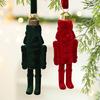 Flocking Nutcracker Hanging Ornament Decorative Nutcrackers Statue Christmas Soldier Charm Holiday Tree Decoration Pendant