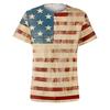Men's Casual Summer V-neck Short Sleeved Top With Buttons, Independent Day Print Short Sleeved Top